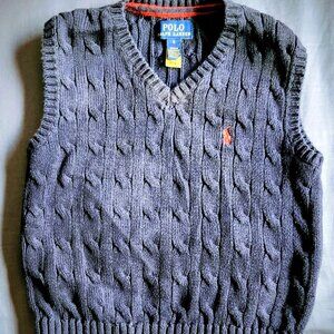 Polo Ralph Lauren navy blue sweater vest size 4 100% cotton